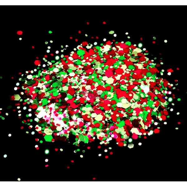 Paiete hexagonale Amelie pentru decor unghii APH40 Gold-Green-Fuchsia-Red 1-3mm